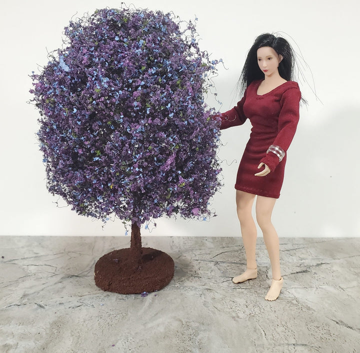 Miniature Flowering Tree or Bush Large Purple 6" Tall on Free Standing Base - Miniature Crush