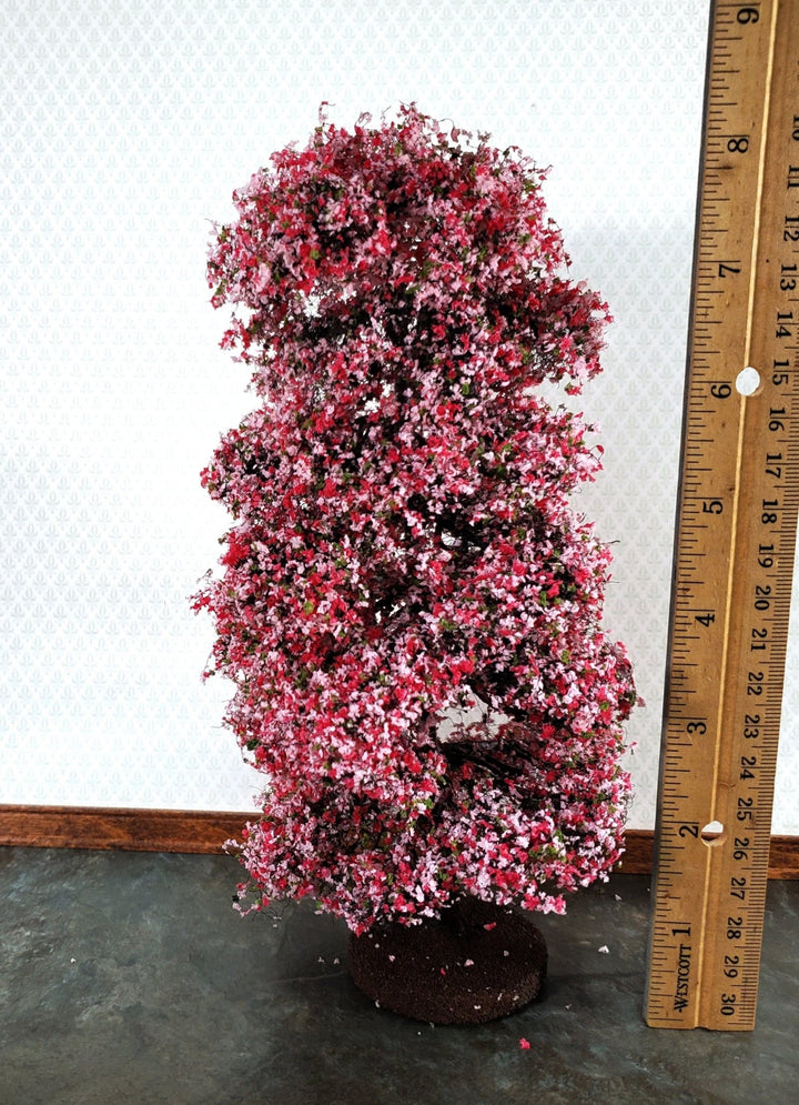 Miniature Flowering Tree or Shrub Large Pink & White on Base Scenery 8" Tall - Miniature Crush