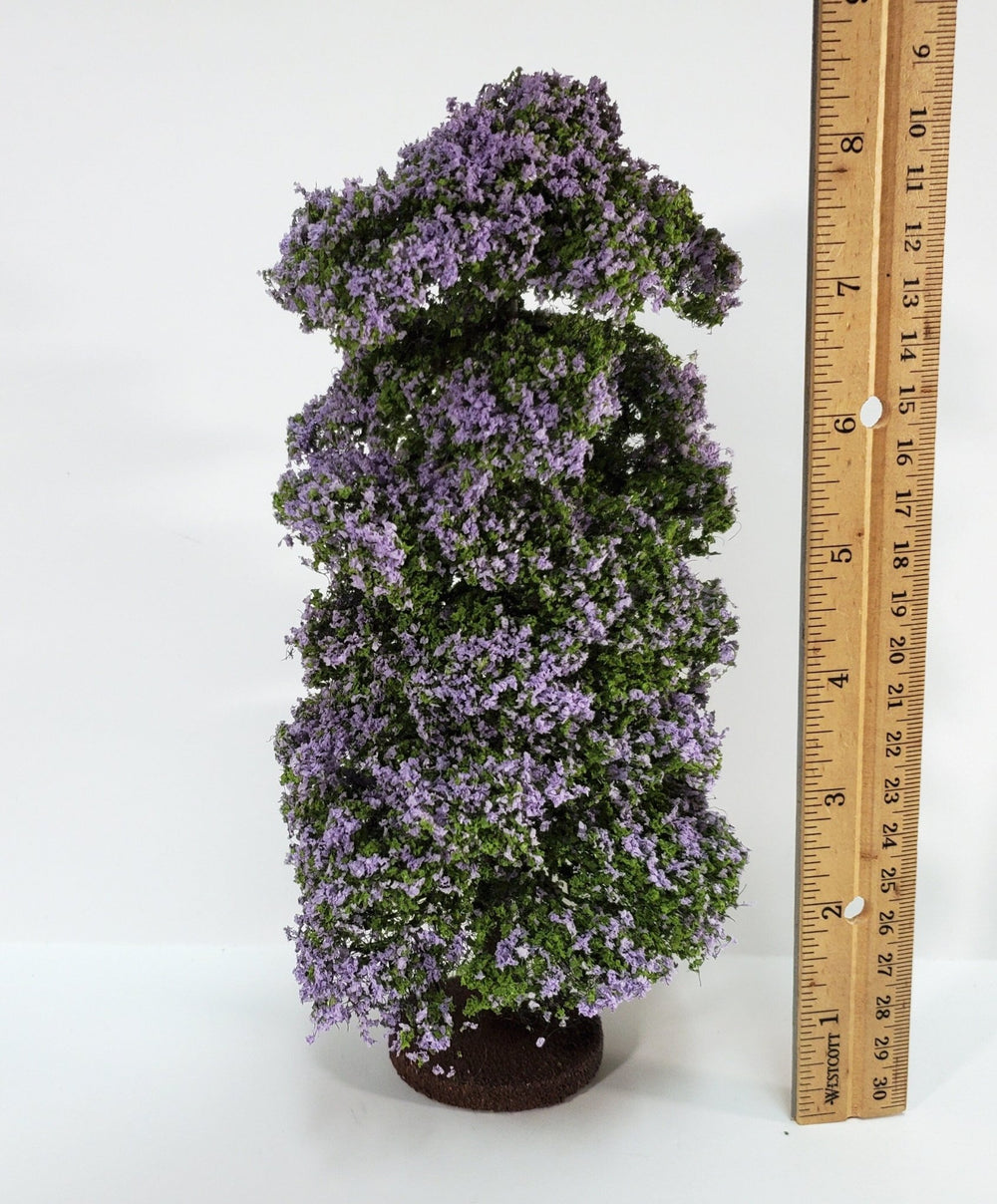 Miniature Flowering Tree or Shrub Large Purple Lilac on Base Scenery 8" Tall - Miniature Crush