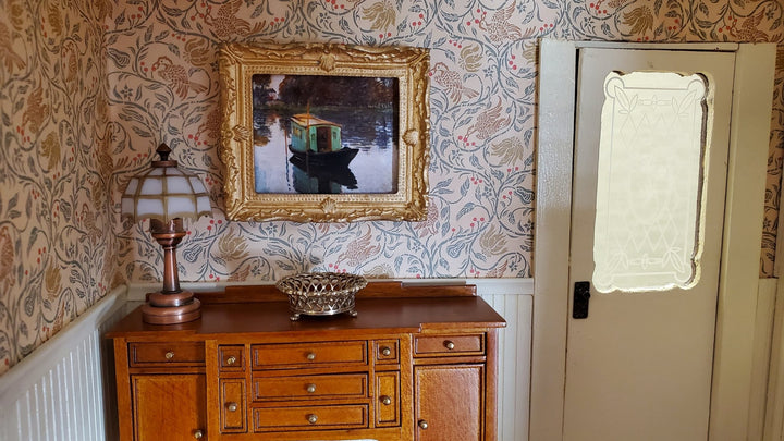 Miniature Framed Art Print Claude Monet The Studio Boat 1874 1:12 Scale Dollhouse - Miniature Crush