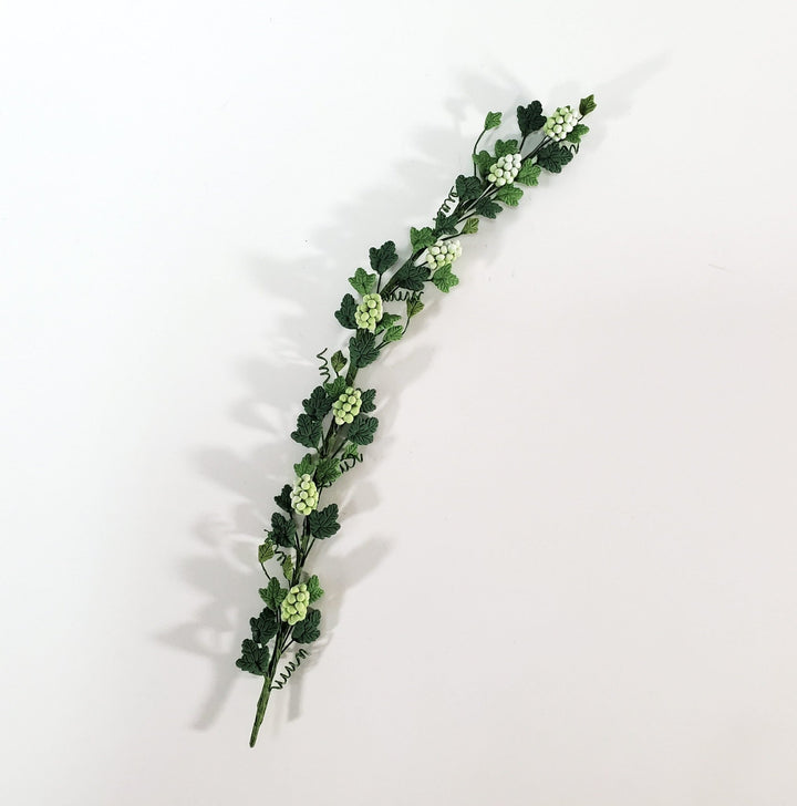 Miniature Grapevine bendable Green Grapes with Leaves 1:6 Scale Dollhouse - Miniature Crush
