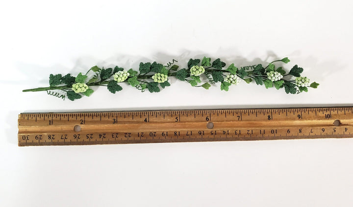 Miniature Grapevine bendable Green Grapes with Leaves 1:6 Scale Dollhouse - Miniature Crush