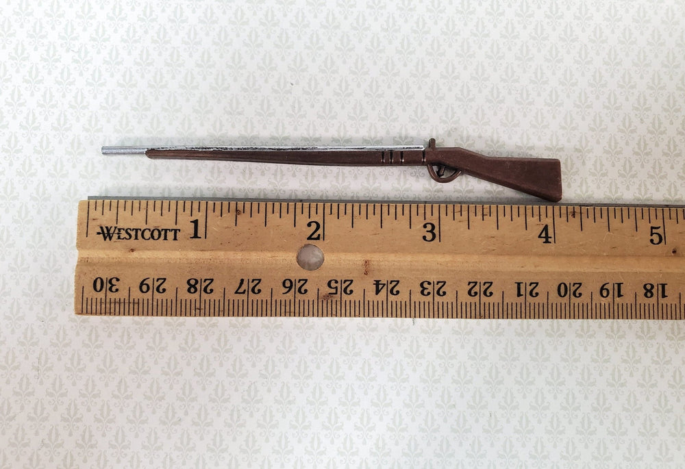 Miniature Kentucky Long Rifle American Revolution Era 1:12 Scale Painted Metal 4" Long Prop - Miniature Crush
