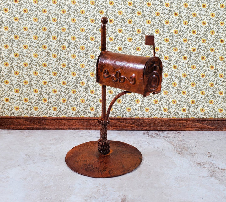 Miniature Mailbox Free Standing Rusted Distressed Metal 1:12 Scale Fairy Garden - Miniature Crush