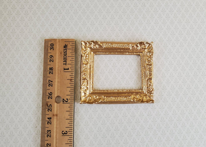 Miniature Picture Frame Gold for Paintings 1:12 Scale Interior 1 9/16 x 1 3/16 - Miniature Crush
