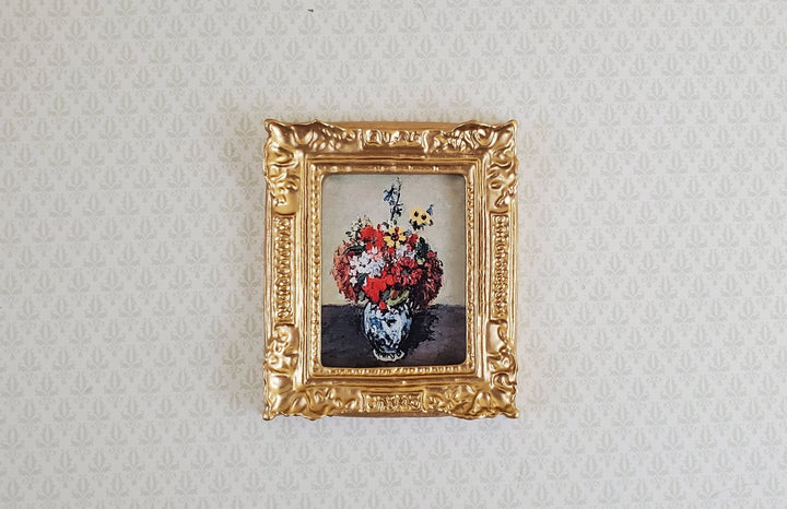 Miniature Picture Frame Gold for Paintings 1:12 Scale Interior 1 9/16 x 1 3/16 - Miniature Crush