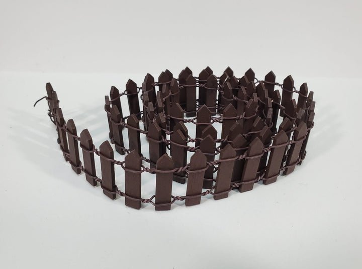 Miniature Small Fencing Brown Picket Fence Wood & Metal 100 cm x 3 cm tall Bendable - Miniature Crush