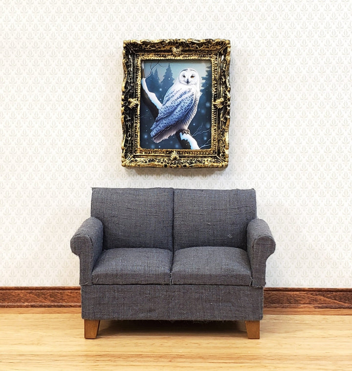 Miniature Snowy Owl Framed Print 1:12 Scale Dollhouse Decor Bird Winter Scene - Miniature Crush