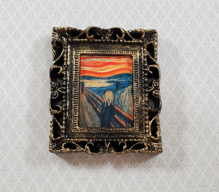 Miniature The Scream by Edvard Munch Art Print Framed 1:12 Scale Dollhouse Decor - Miniature Crush