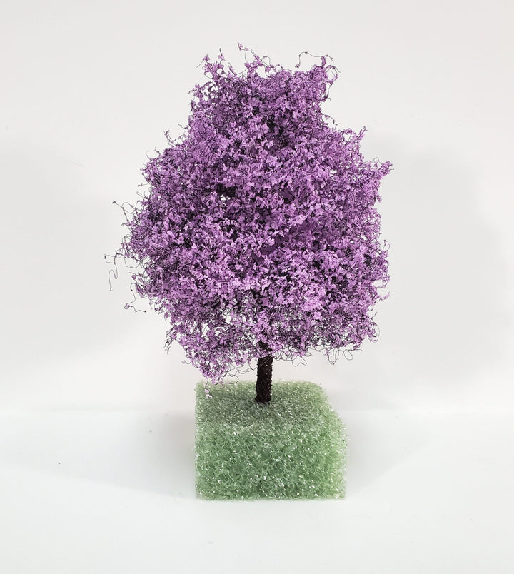 Miniature Tree or Bush Purple Lilac 4" Tall on a Spike Model Scenery Garden - Miniature Crush