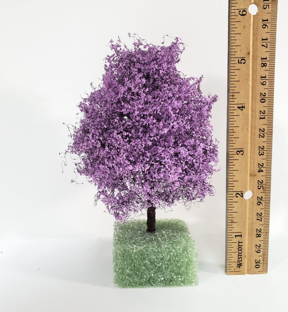 Miniature Tree or Bush Purple Lilac 4" Tall on a Spike Model Scenery Garden - Miniature Crush