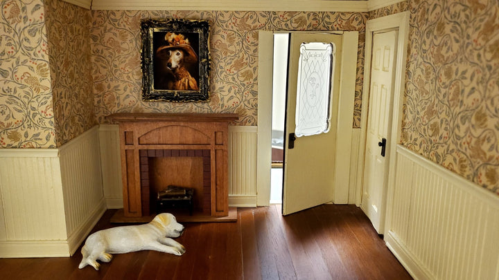 Miniature Victorian Dog Greyhound Framed Print Female 1:12 Scale Picture - Miniature Crush