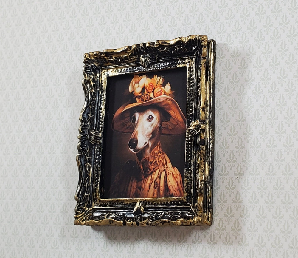 Miniature Victorian Dog Greyhound Framed Print Female 1:12 Scale Picture - Miniature Crush