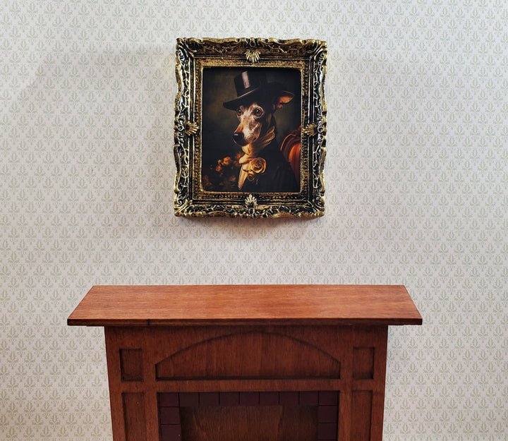 Miniature Victorian Dog Greyhound Framed Print Male 1:12 Scale Picture Dollhouse - Miniature Crush