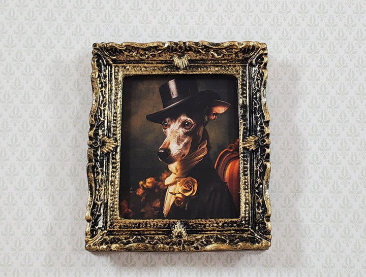 Miniature Victorian Dog Greyhound Framed Print Male 1:12 Scale Picture Dollhouse - Miniature Crush