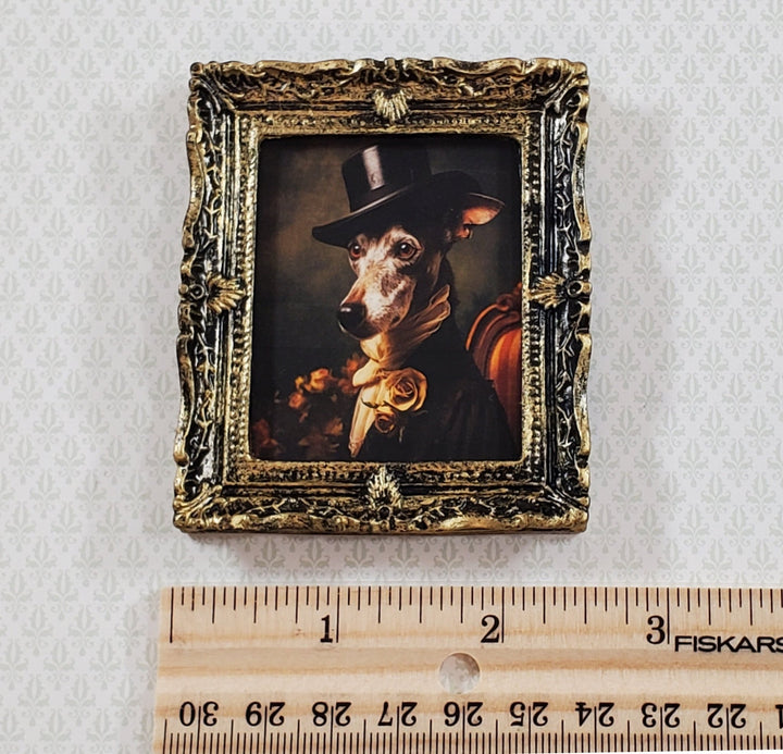 Miniature Victorian Dog Greyhound Framed Print Male 1:12 Scale Picture Dollhouse - Miniature Crush