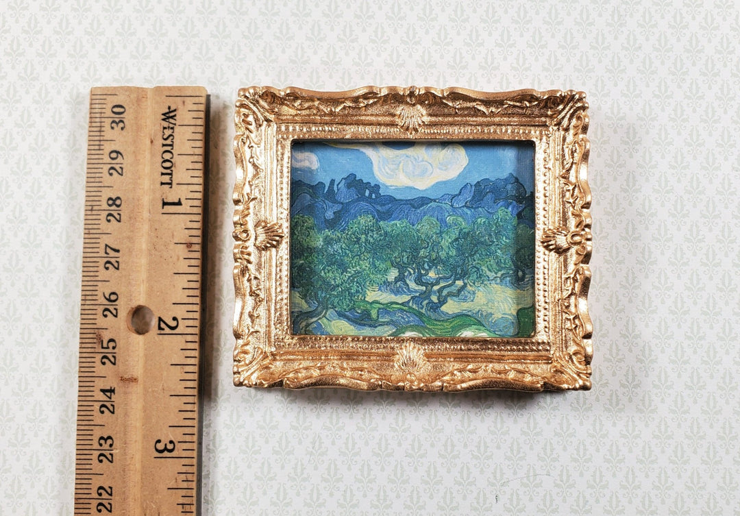 Miniature Vincent Van Gogh Framed Print Olive Trees Blue 1:12 Scale Handmade - Miniature Crush