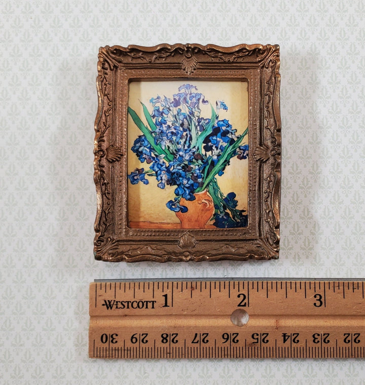 Miniature Vincent Van Gogh Vase with Irises Framed Print 1:12 Scale Dollhouse - Miniature Crush
