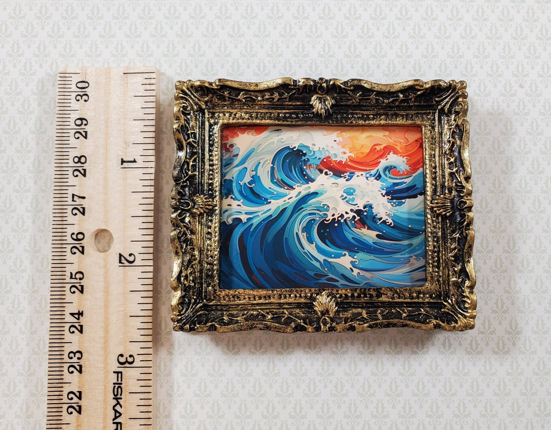 Miniature Waves Art Print Framed Vibrant Colors 1:12 Scale Handmade Dollhouse - Miniature Crush
