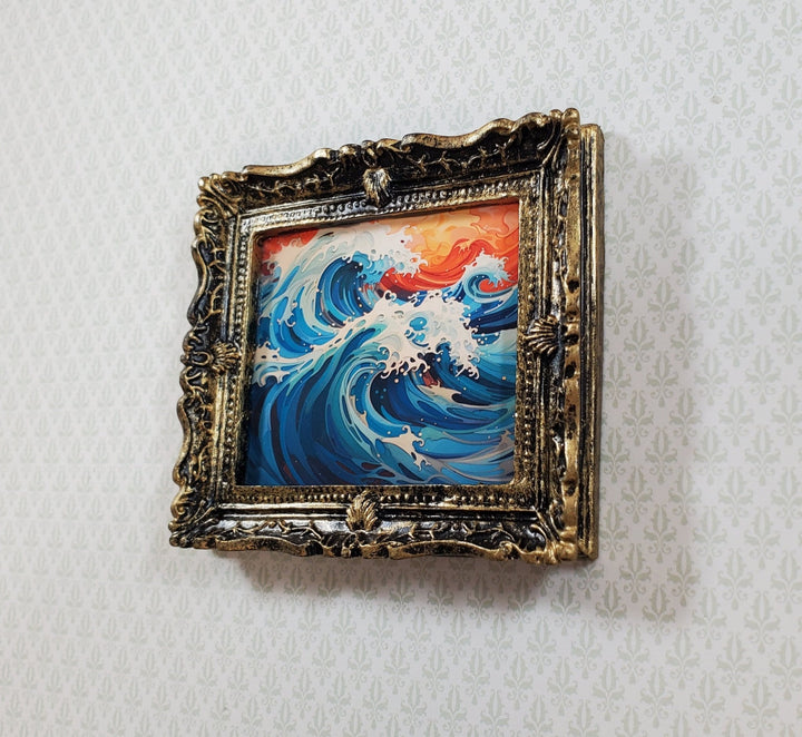 Miniature Waves Art Print Framed Vibrant Colors 1:12 Scale Handmade Dollhouse - Miniature Crush