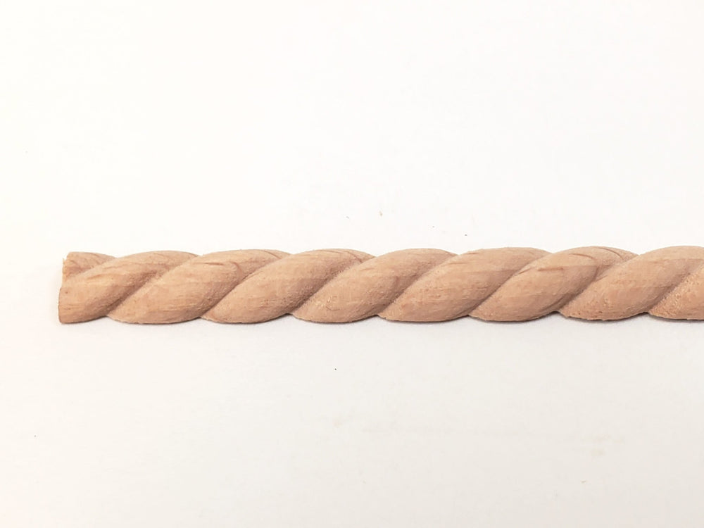 Miniature Wood Trim Flat Back Rope Style Relief Molding 5/16" x 18" Dollhouse Ceilings Walls - Miniature Crush