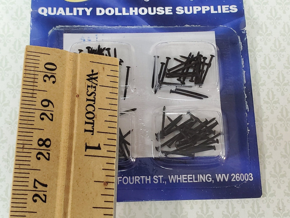 Small Black Nails Brads Thin 3/8" Long Pack of 100 Dollhouse Miniatures Hardware - Miniature Crush