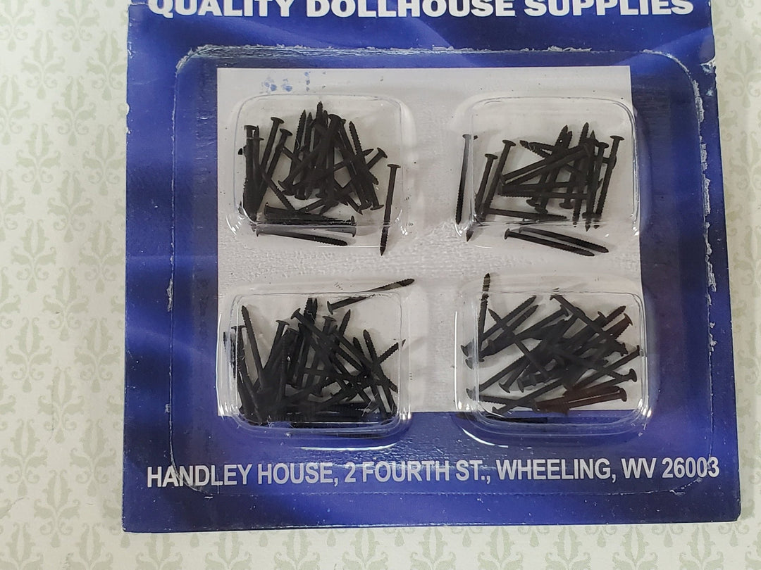 Small Black Nails Brads Thin 3/8" Long Pack of 100 Dollhouse Miniatures Hardware - Miniature Crush