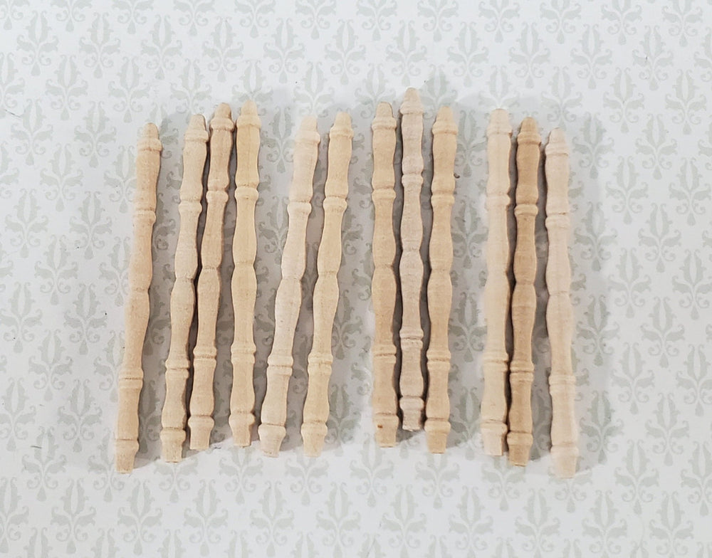 Small Miniature Spindles Thin Turned Wood for Building 12 Pieces 1 1/2" Long - Miniature Crush