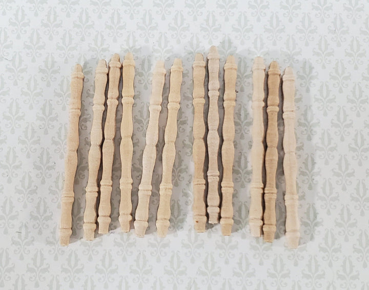 Small Miniature Spindles Thin Turned Wood for Building 12 Pieces 1 1/2" Long - Miniature Crush