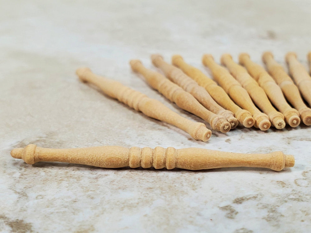 Small Miniature Spindles Thin Turned Wood for Building 12 Pieces 1 7/8" Long - Miniature Crush