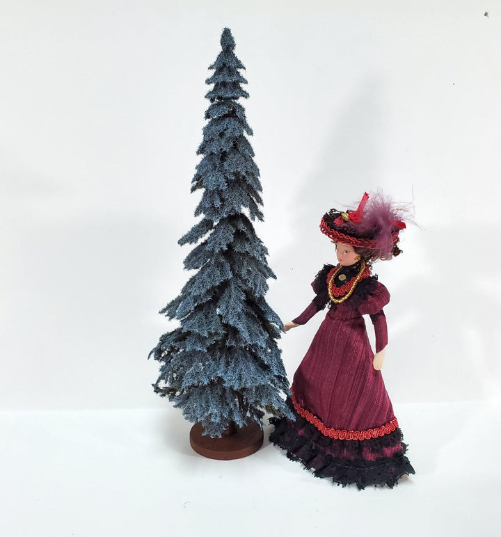 Tall Conifer Evergreen Pine Blue Spruce Tree on Base Scenery 10" Tall Miniature Model RR - Miniature Crush