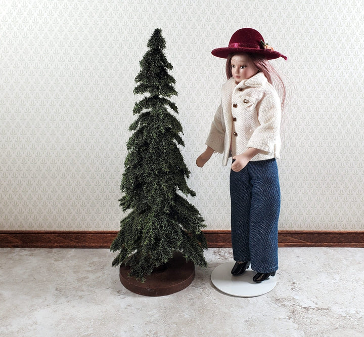 Tall Conifer Evergreen Pine Spruce Tree on Base Scenery 6" Tall Miniature Model RR - Miniature Crush