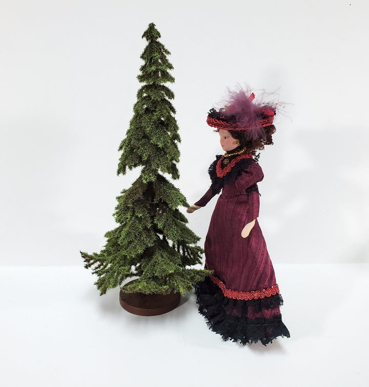 Tall Conifer Evergreen Pine Spruce Tree on Base Scenery 8" Tall Miniature Model RR - Miniature Crush