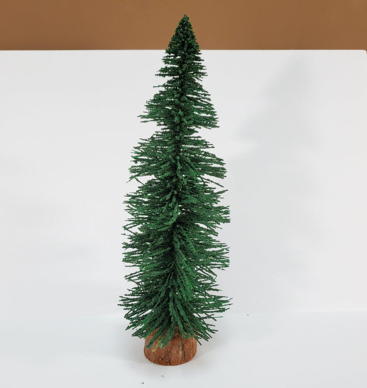 Tall Narrow Evergreen Tree on Wood Base Scenery 12" Tall Miniature Model - Miniature Crush