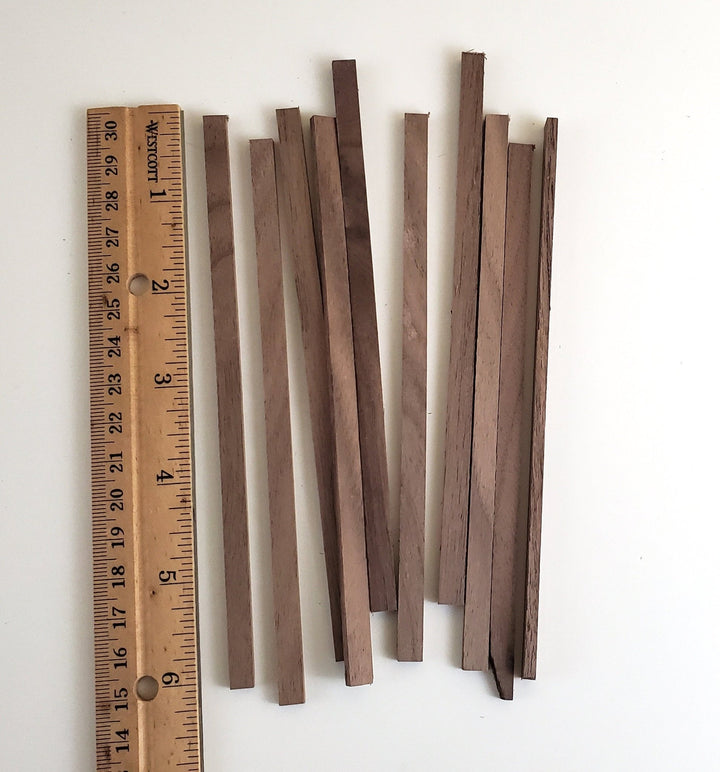 Walnut Wood Strips x10 1/8" x 1/4 x 6" Long Crafts Models Miniatures - Miniature Crush