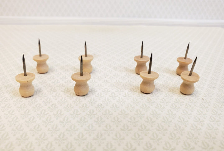 Wood Thumb Tacks Push Pins 8 Pieces Use for Dollhouse Miniature Furniture DIY - Miniature Crush