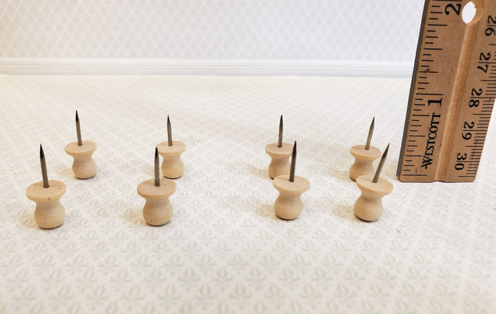 Wood Thumb Tacks Push Pins 8 Pieces Use for Dollhouse Miniature Furniture DIY - Miniature Crush