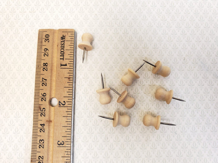 Wood Thumb Tacks Push Pins 8 Pieces Use for Dollhouse Miniature Furniture DIY - Miniature Crush