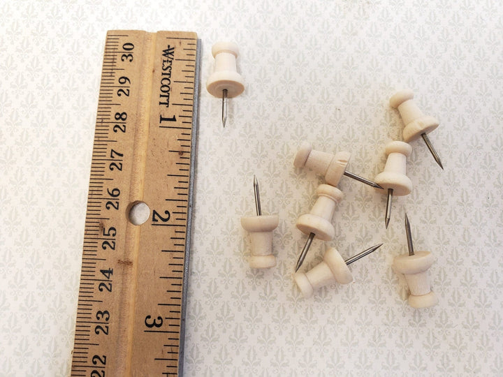 Wood Thumb Tacks Push Pins x8 Pieces Use for Dollhouse Miniature Furniture DIY - Miniature Crush