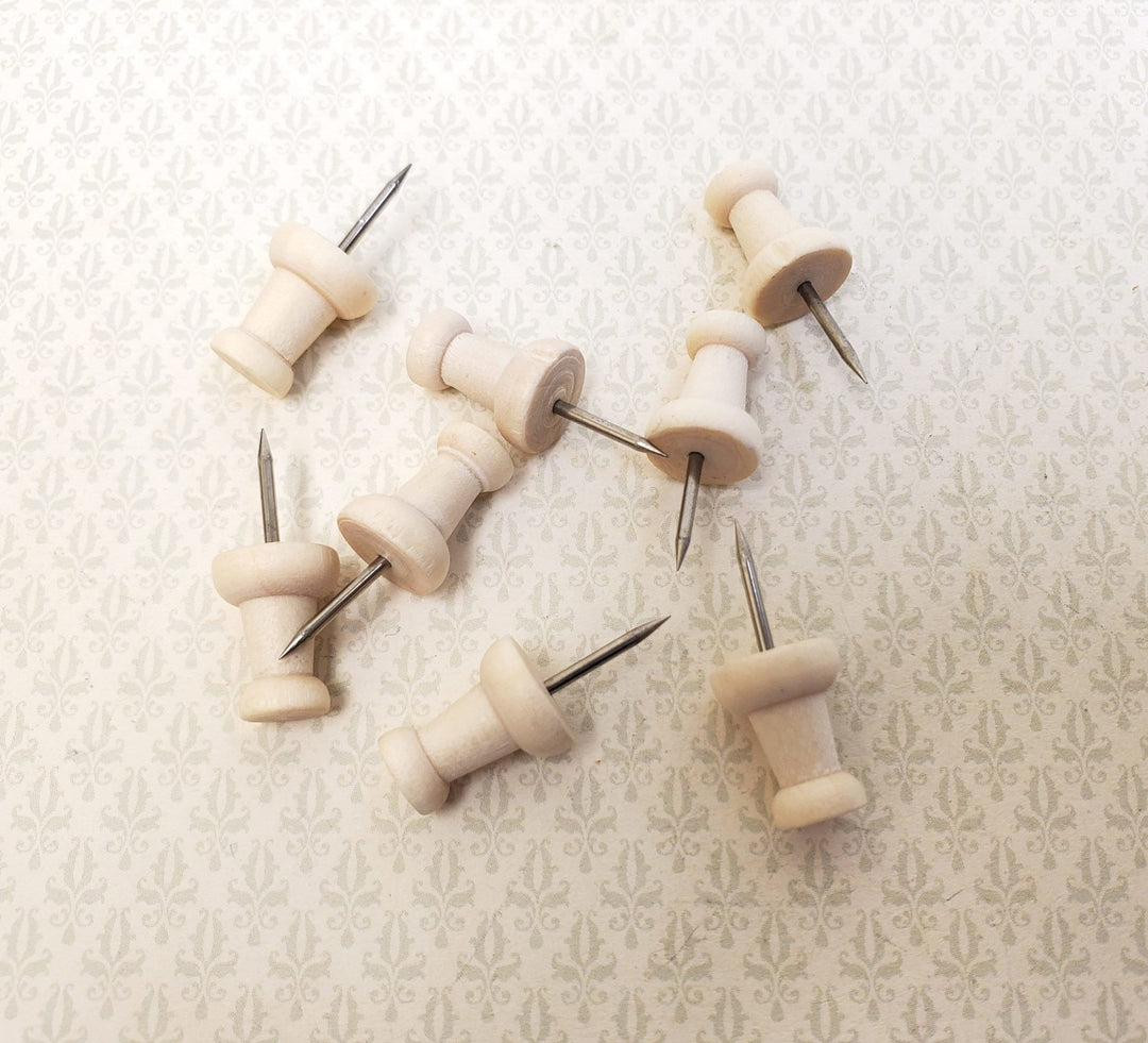 Wood Thumb Tacks Push Pins x8 Pieces Use for Dollhouse Miniature Furniture DIY - Miniature Crush