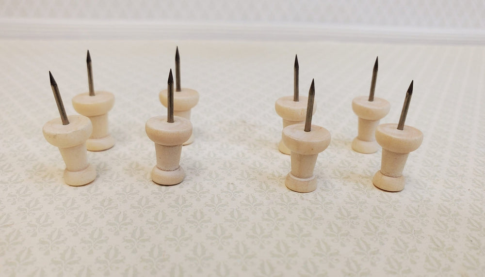 Wood Thumb Tacks Push Pins x8 Pieces Use for Dollhouse Miniature Furniture DIY - Miniature Crush