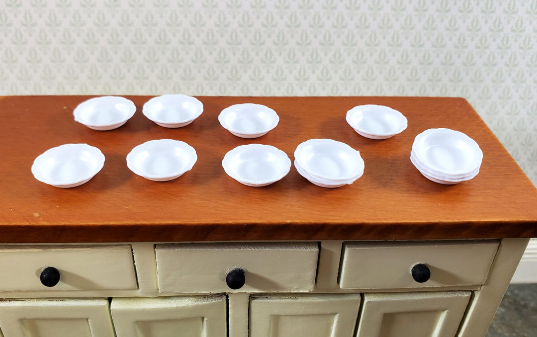 Dollhouse Soup Bowls Chrysnbon Scalloped Edge x12 White Plastic Small 1:12 Scale
