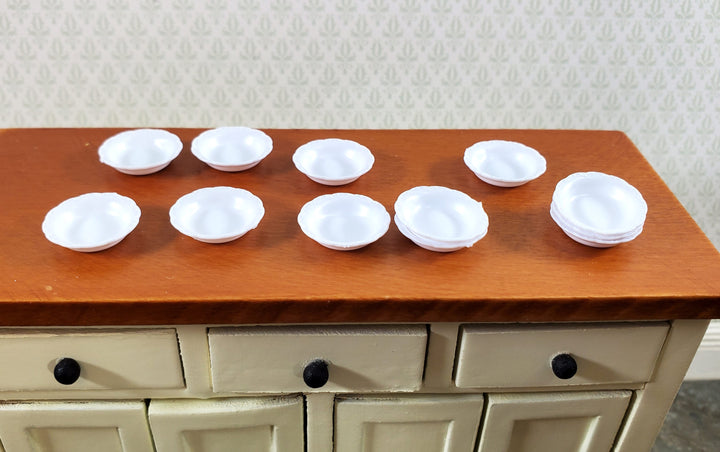 Dollhouse Soup Bowls Chrysnbon Scalloped Edge x12 White Plastic Small 1:12 Scale