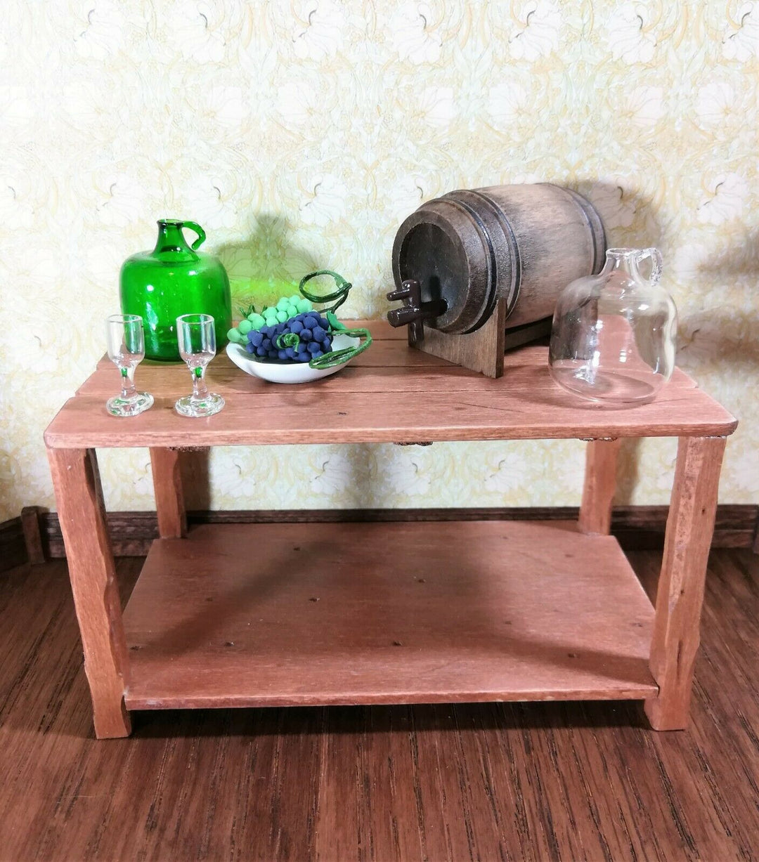 Dollhouse Miniature Carboy or Demijohn Clear Glass Bottle with Handle 1:12 Scale