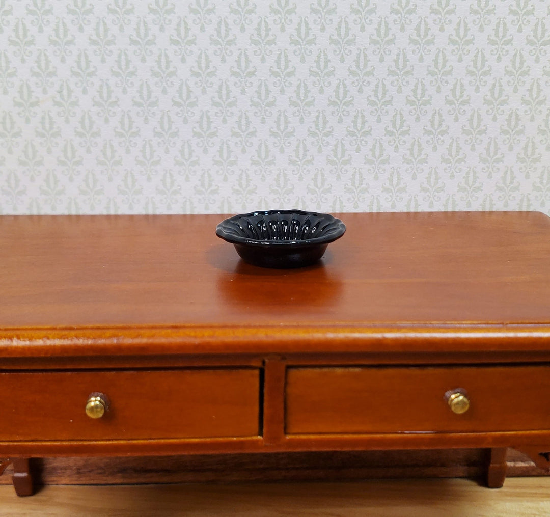 Dollhouse Black Decorative Bowl Painted Glass 1:12 Scale Miniature
