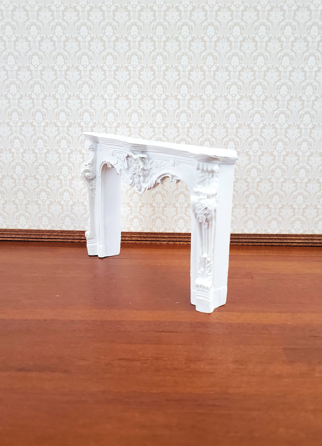 Dollhouse Miniature Fireplace White Large Ornate Resin 1:12 Scale Furniture