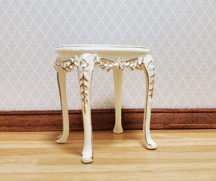 Dollhouse Oval Side Table Vintage Hansson Miniatures 1:12 Scale Cream Finish