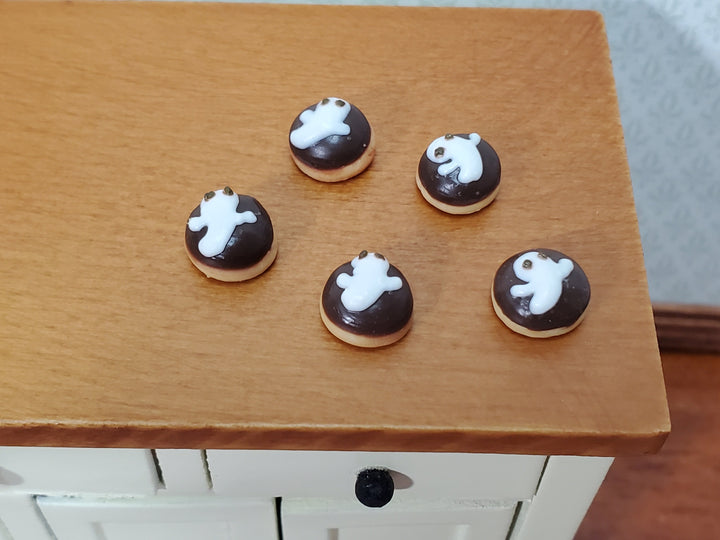 Dollhouse Pastries Donuts Halloween Ghosts Theme Set of 5 1:12 Scale Miniature