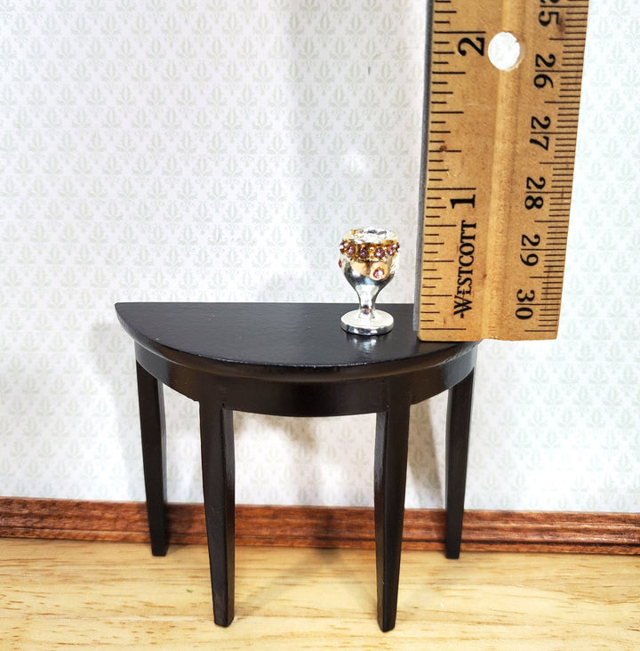 Dollhouse Silver Chalice Goblet Large with Pink Jewels 1:12 Scale Miniature