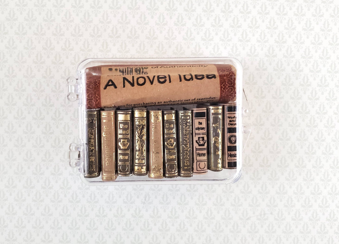 Dollhouse Miniature Book Set x10 Epic Poems 1:12 Scale Books (blank inside)